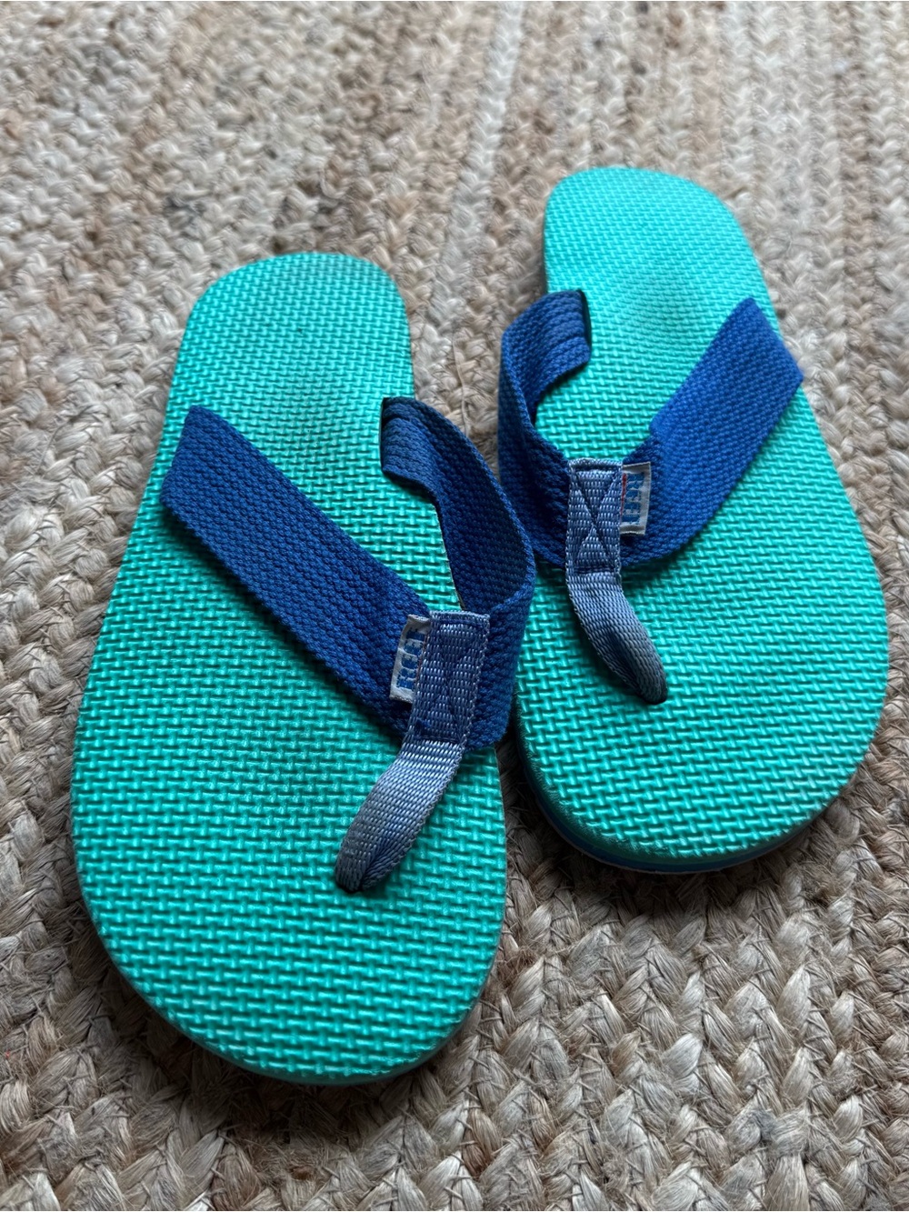 Vintage 90s 80s Reef Flip Flops Mens Blue Tea Nautical Thong Sandals Beach Pool